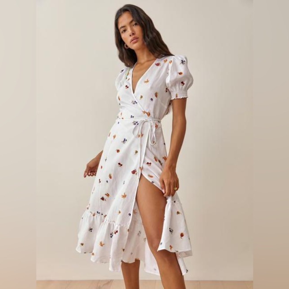 Reformation Linen Wrap Dress